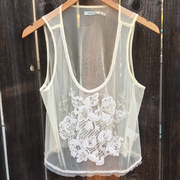 Urban Outfitters Tops - Kimchi Blue Mesh Tank with Floral Beaded Motif